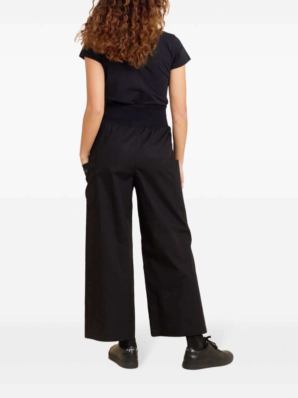 Shop Agnès B. High-waisted Wide-leg Trousers In Black