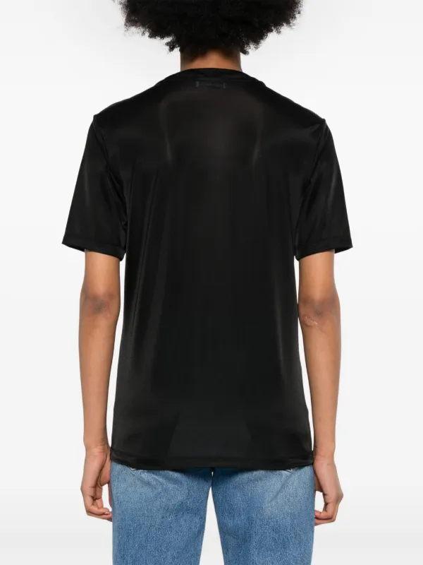 Tシャツ・カットソー PACO RABANNE Black Stretch Cotton Top Rabanne logo-embellished Jersey T-shirt | Black | FARFETCH