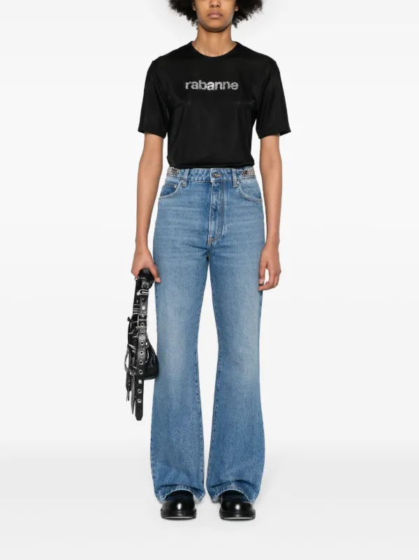 Rabanne logo-embellished Jersey T-shirt | Black | FARFETCH