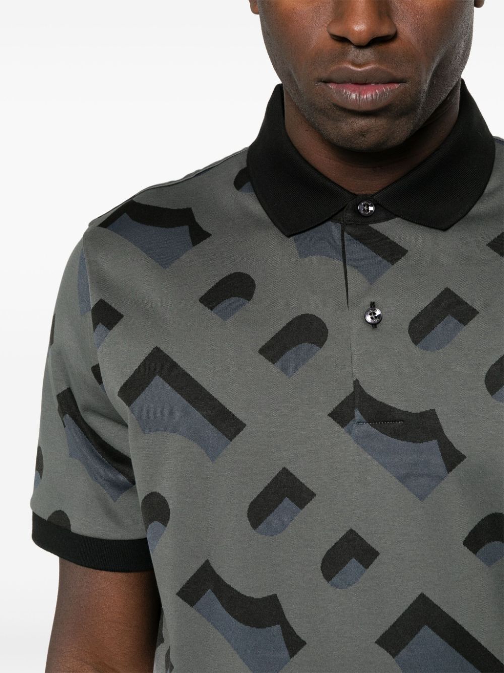 BOSS Poloshirt met geometrische print Grijs