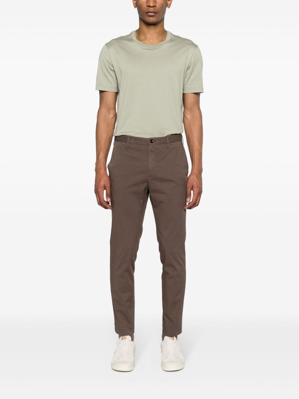 Shop Incotex Stretch-cotton Chinos In Brown