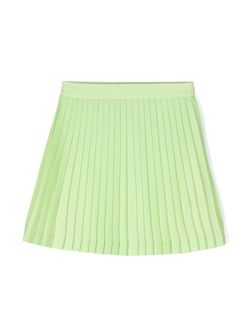 Shop Mi Mi Sol Pleated Crepe Skirt In Green
