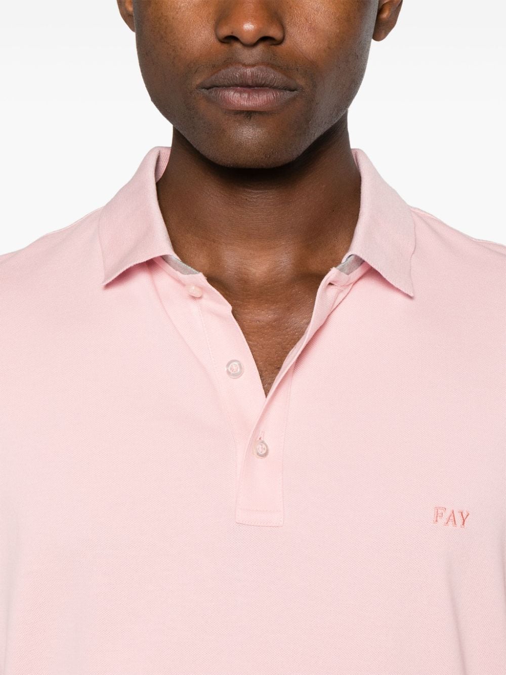 Shop Fay Logo-embroidered Polo Shirt In Rosa