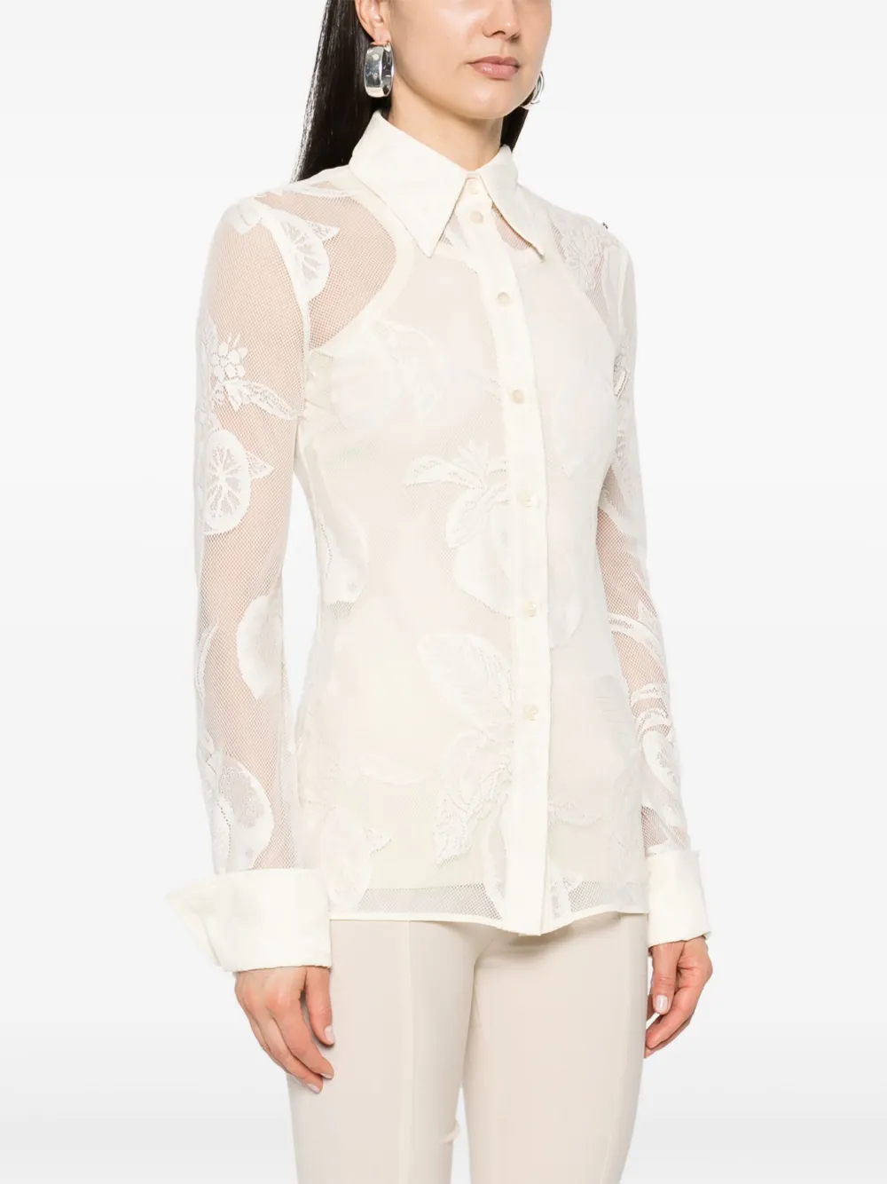 Sportmax Asti Mesh Shirt In Neutrals