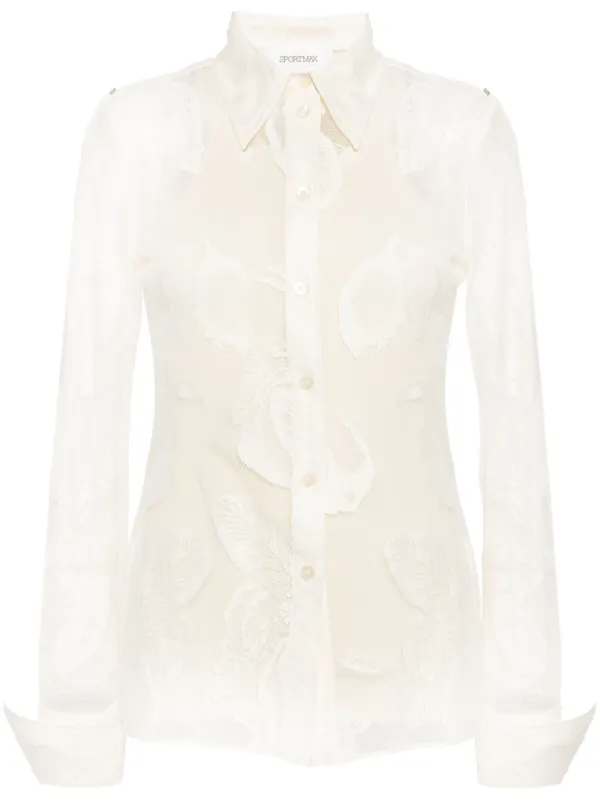Sportmax Asti Mesh Shirt in Neutrals