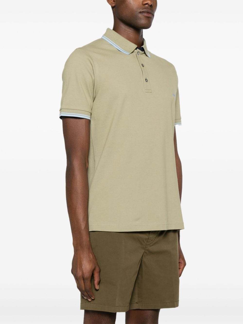 Shop Fay Stripe-edge Polo Shirt In Grün