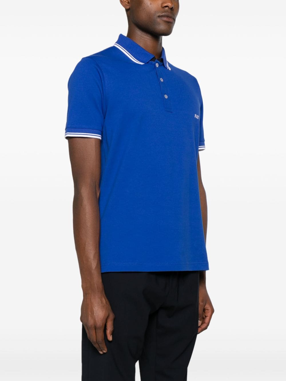 Shop Fay Striped-edge Polo Shirt In Blue