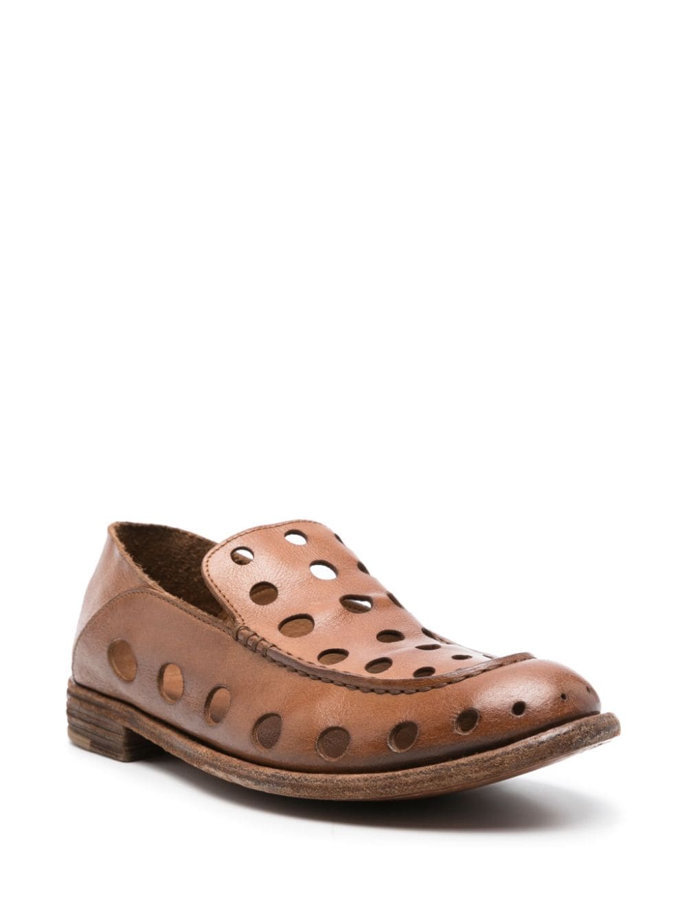Shop Officine Creative Lexikon Perforated Leather Loafers In Brown