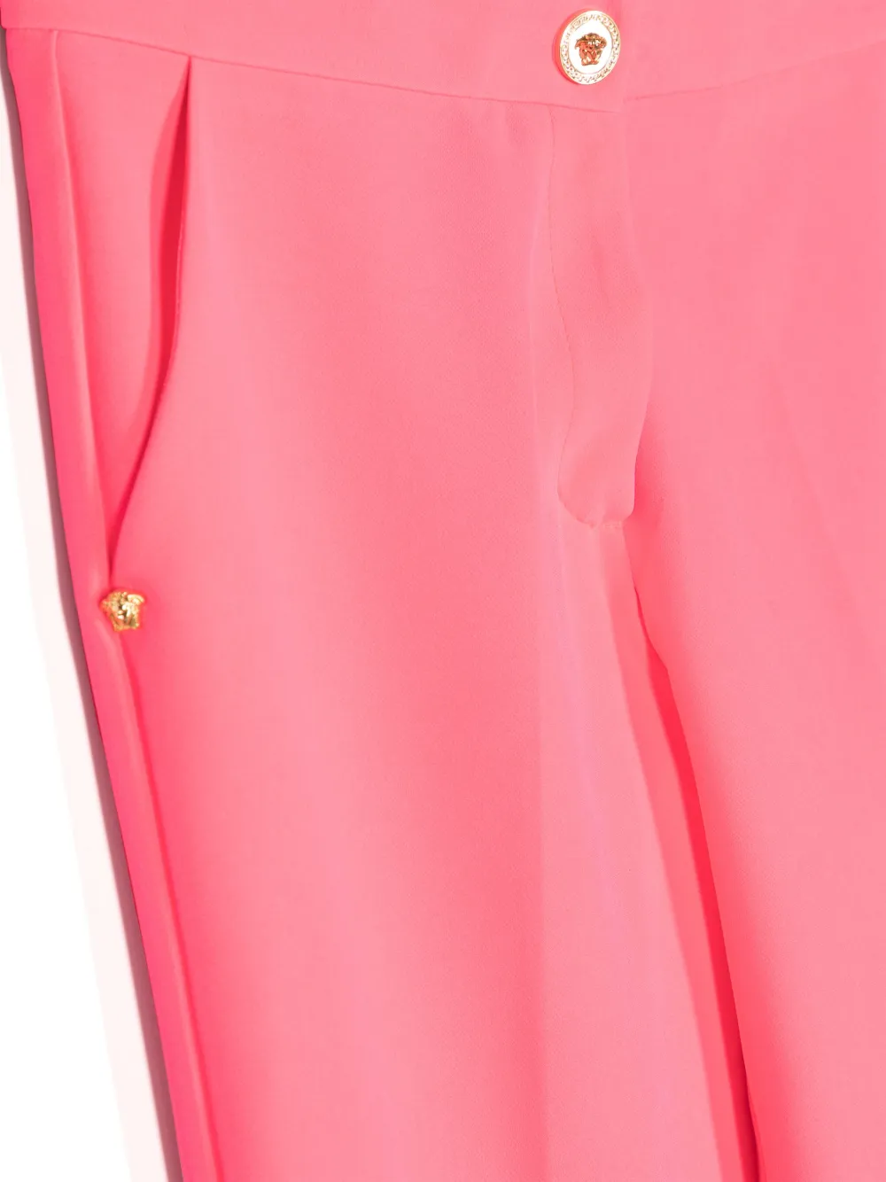 Shop Versace Medusa Straight-leg Trousers In Pink