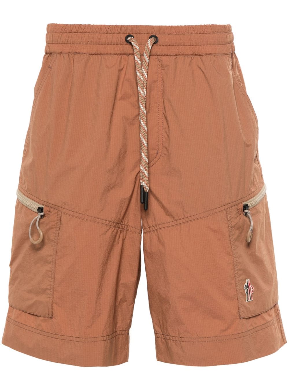 Moncler Logo-patch Shorts In Brown