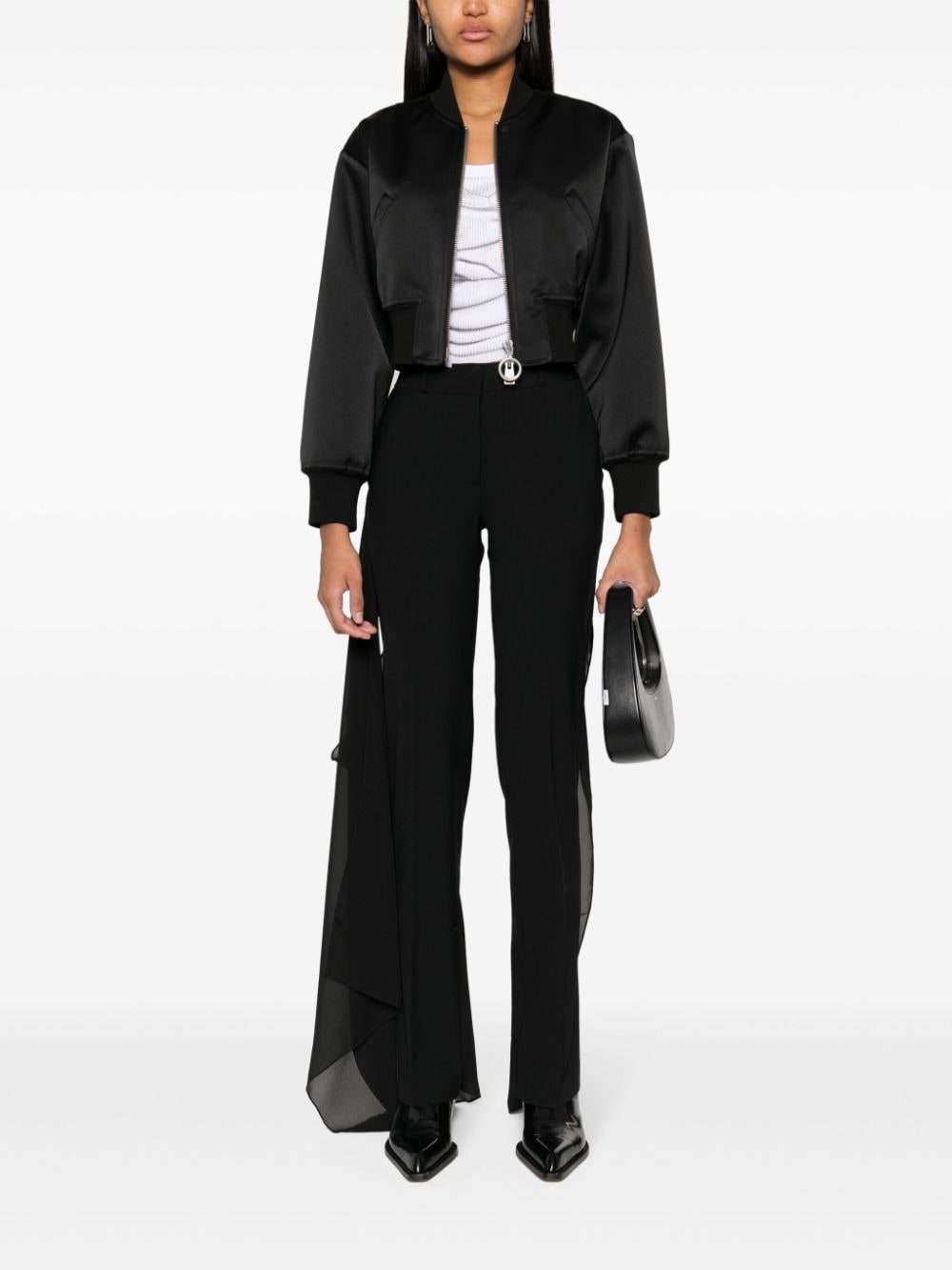Shop Coperni Draped-detail Tailored Trousers In Black