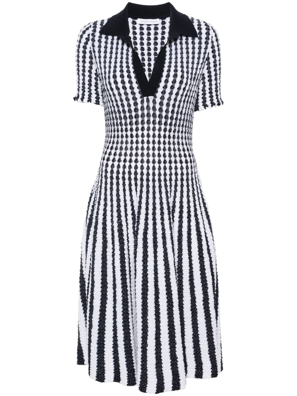 striped seersucker midi dress