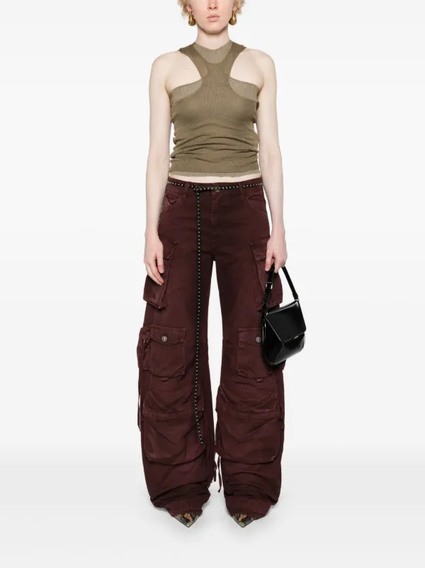 The Attico Fern mid-rise Cargo Jeans | Red | FARFETCH