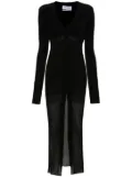 The Attico V-neck ribbed midi dress - Black