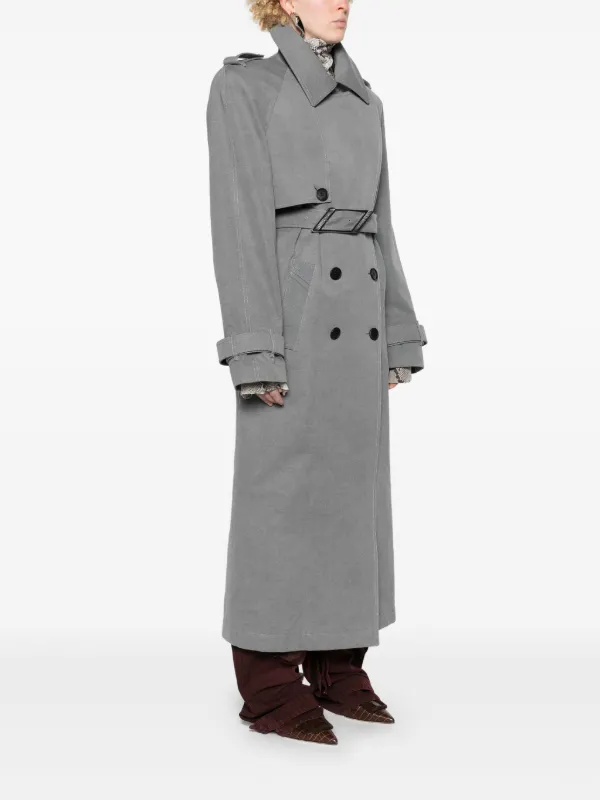 The Attico shoulder-pads Canvas Trench Coat | Grey | FARFETCH