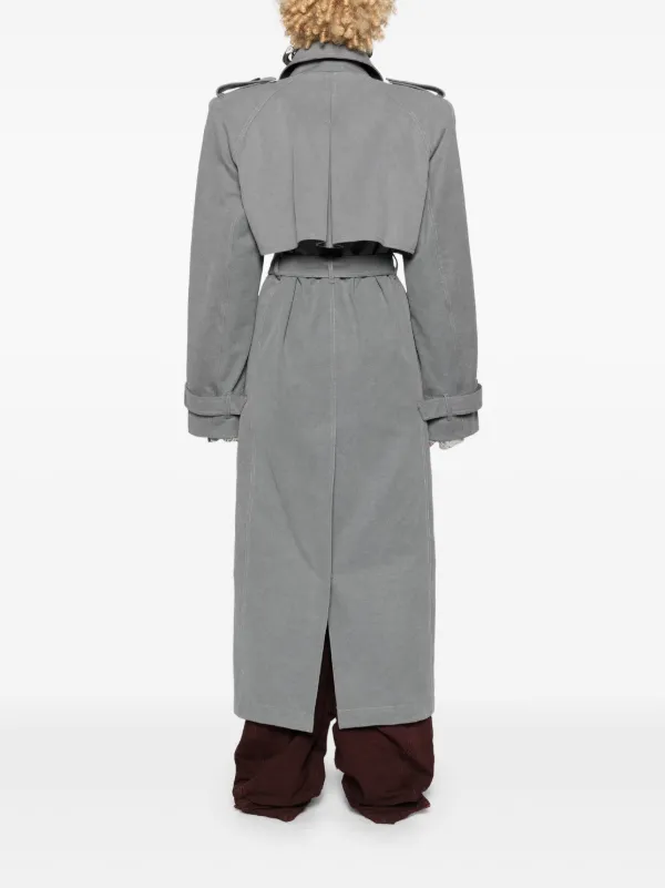 トレンチコート THE ATTICO FW25 Cotton trench coat (251WCC00085 198) The Attico shoulder-pads Canvas Trench Coat | Grey | FARFETCH