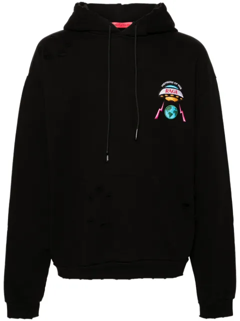 MEMBERS OF THE RAGE logo-patch distressed hoodie