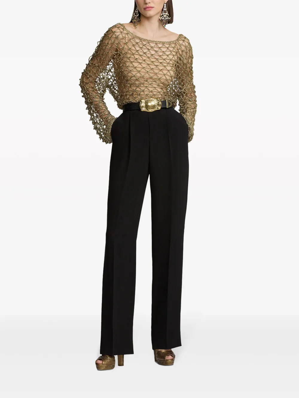 Ralph Lauren Collection Acklie wollen pantalon - Zwart