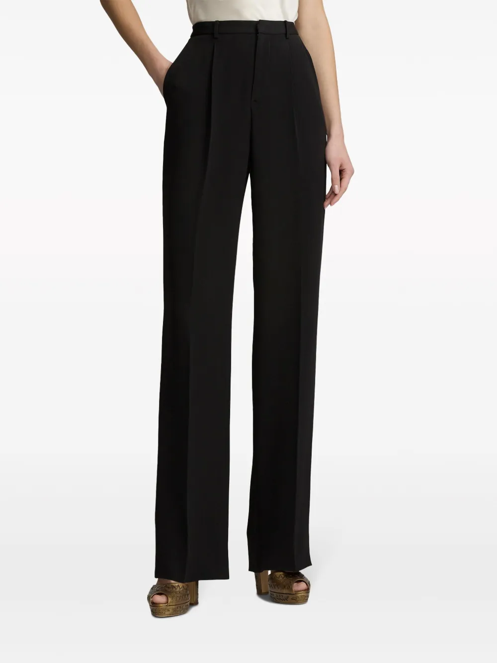 Ralph Lauren Acklie Tailored Wool Trousers In Black