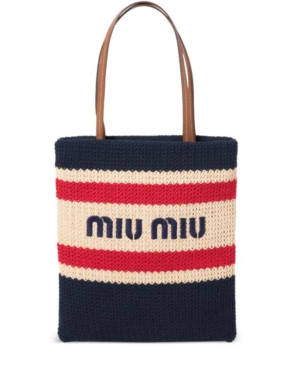 Miu Miu ストライプ ハンドバッグ | ニュートラル | FARFETCH JP
