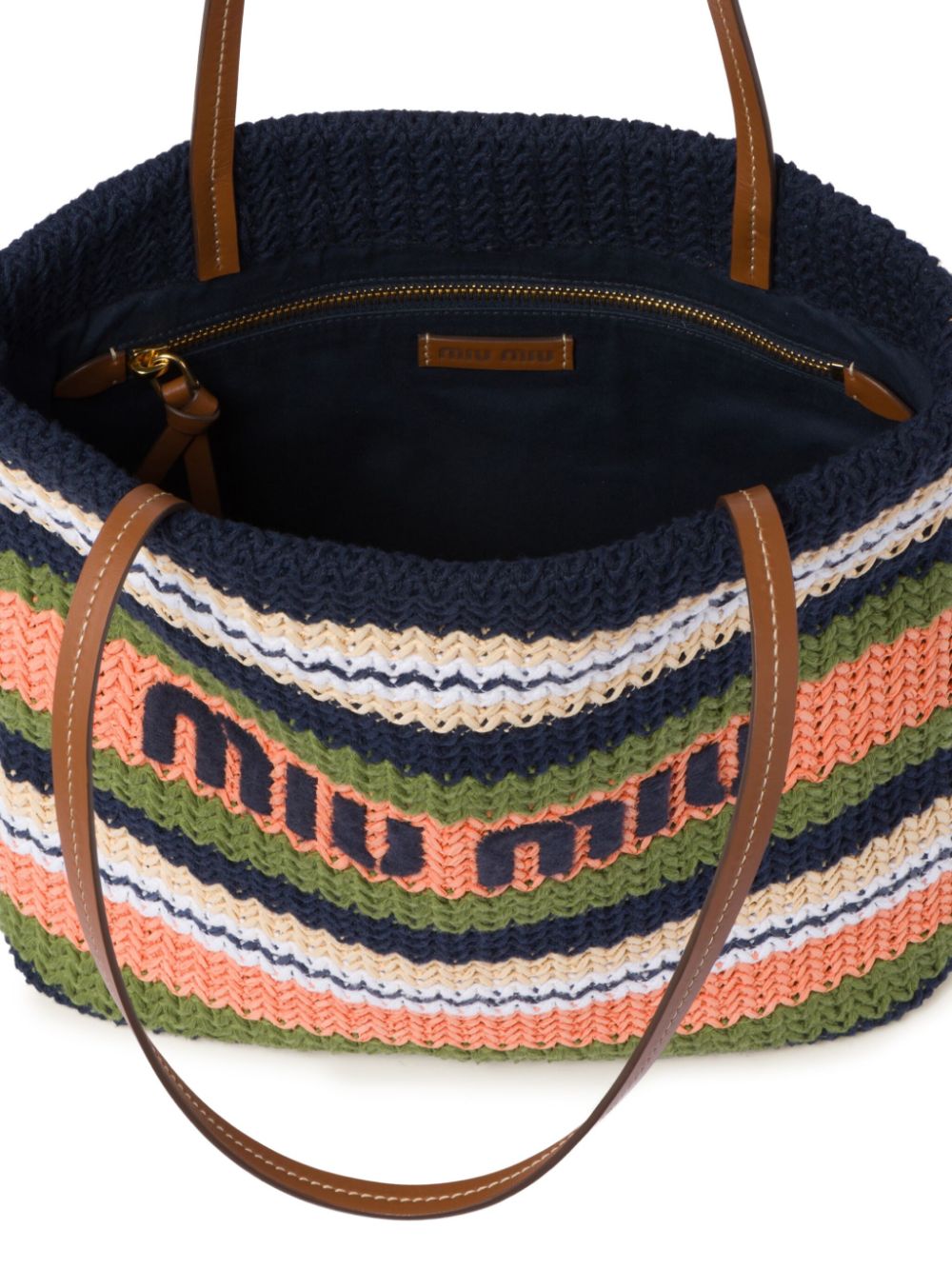 Miu Miu striped crochet tote bag WOMEN