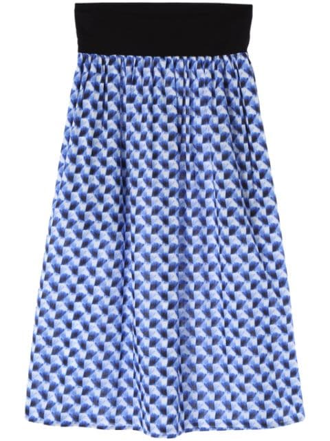 agnès b.  geometric-pattern print cotton skirt 