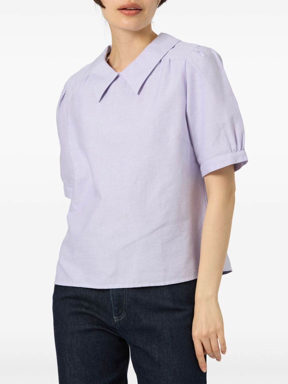 Shop Agnès B. Puff-sleeve Cotton Blouse In Purple
