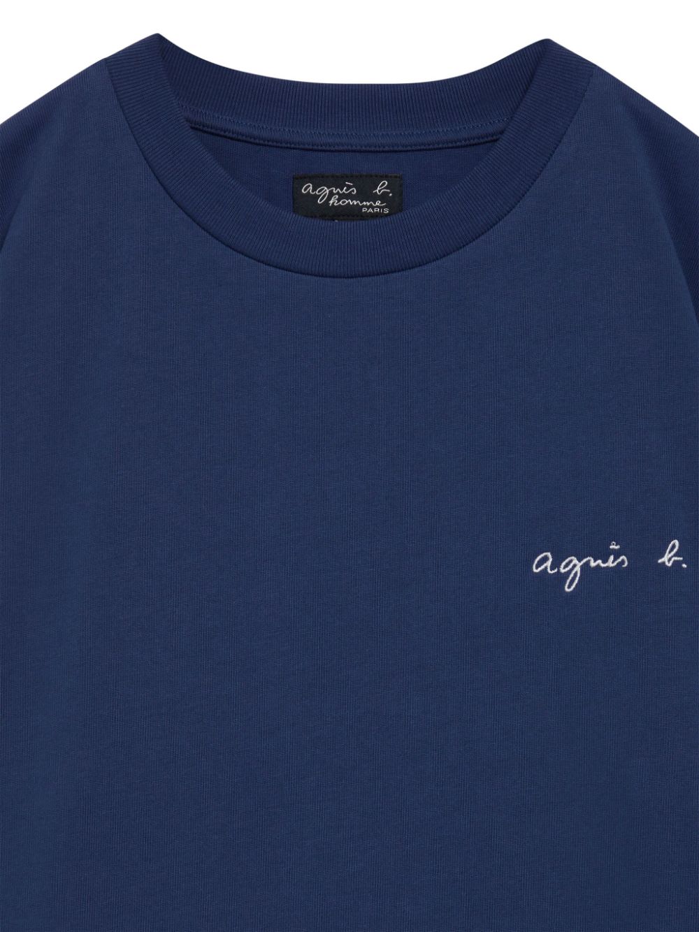 Shop Agnès B. Logo-embroidered Cotton T-shirt In Blue