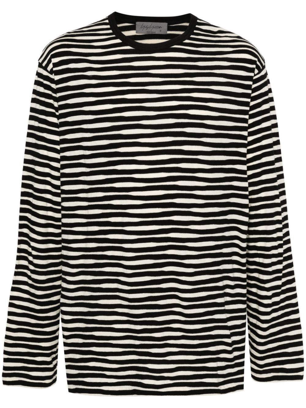 Yohji Yamamoto Striped Long-sleeved T-shirt In Black
