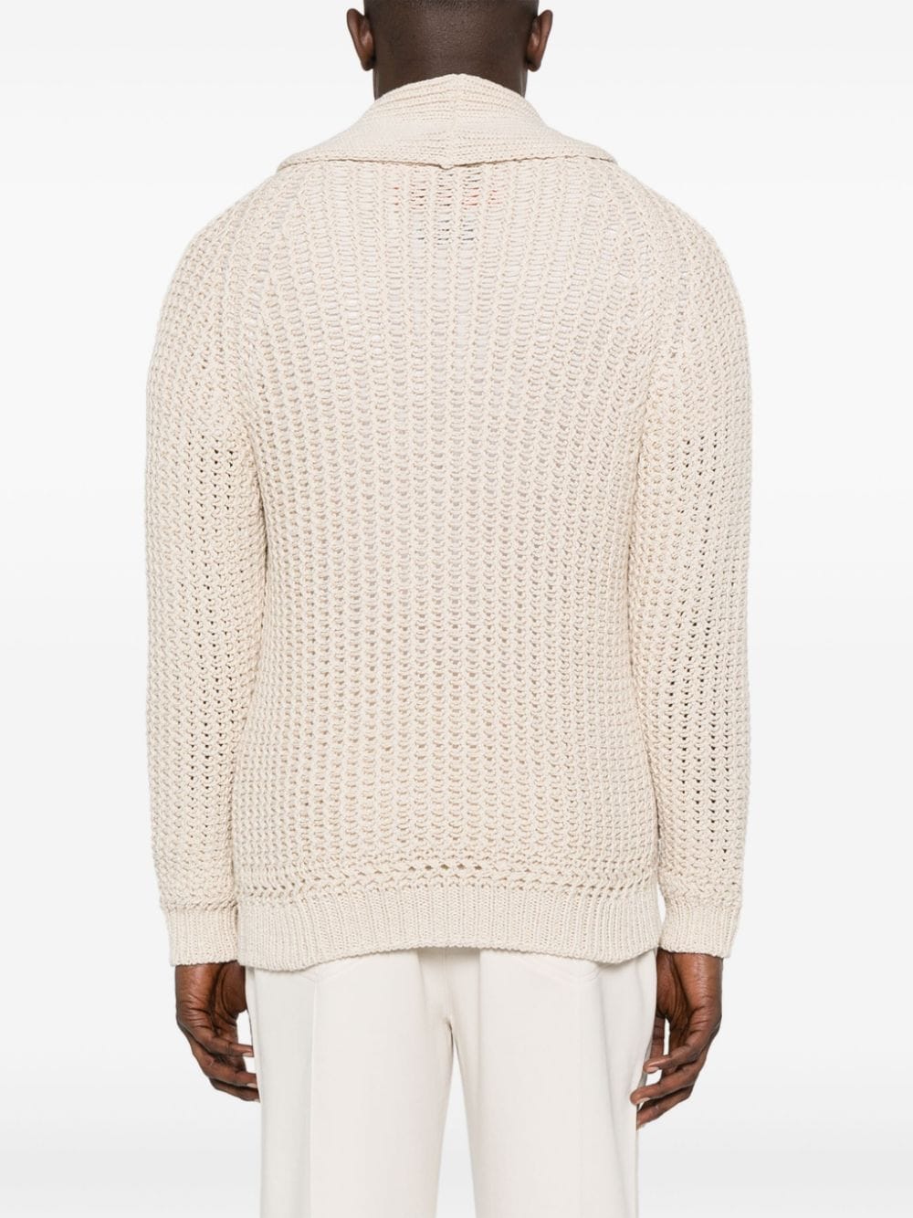 Shop Brioni Crochet-knit Cardigan In Neutrals