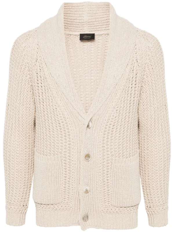 Beige Brioni Cardigan Brioni Crochet-knit Cardigan Neutrals