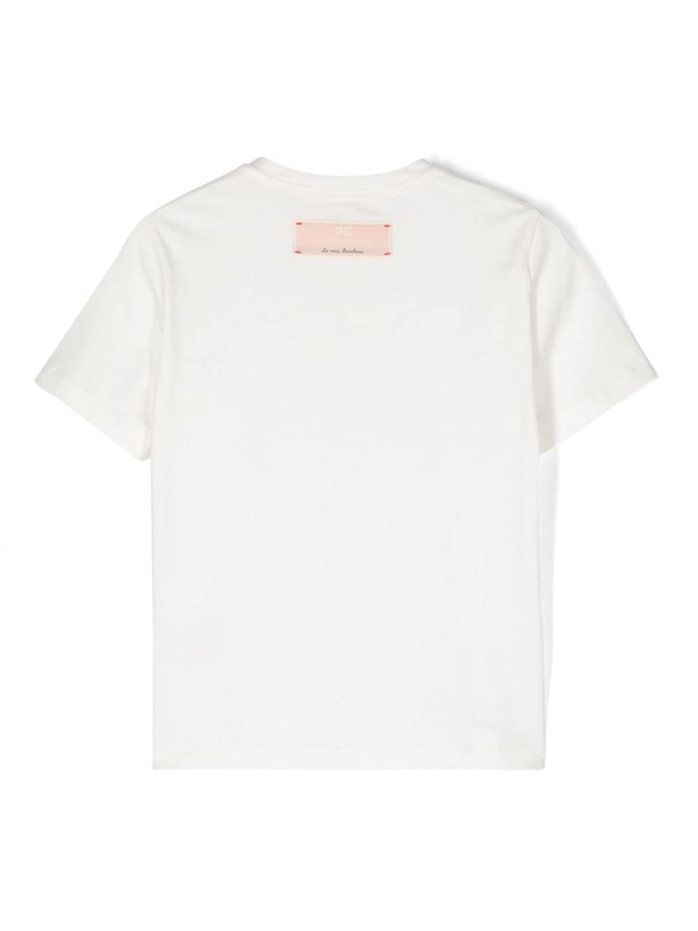 Shop Elisabetta Franchi La Mia Bambina Logo Crystal-embellished T-shirt In White