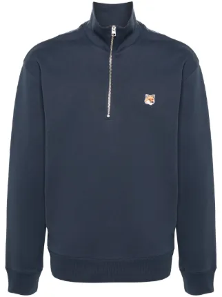 Maison Kitsuné Fox Head Cotton Sweatshirt | Blue | FARFETCH AO