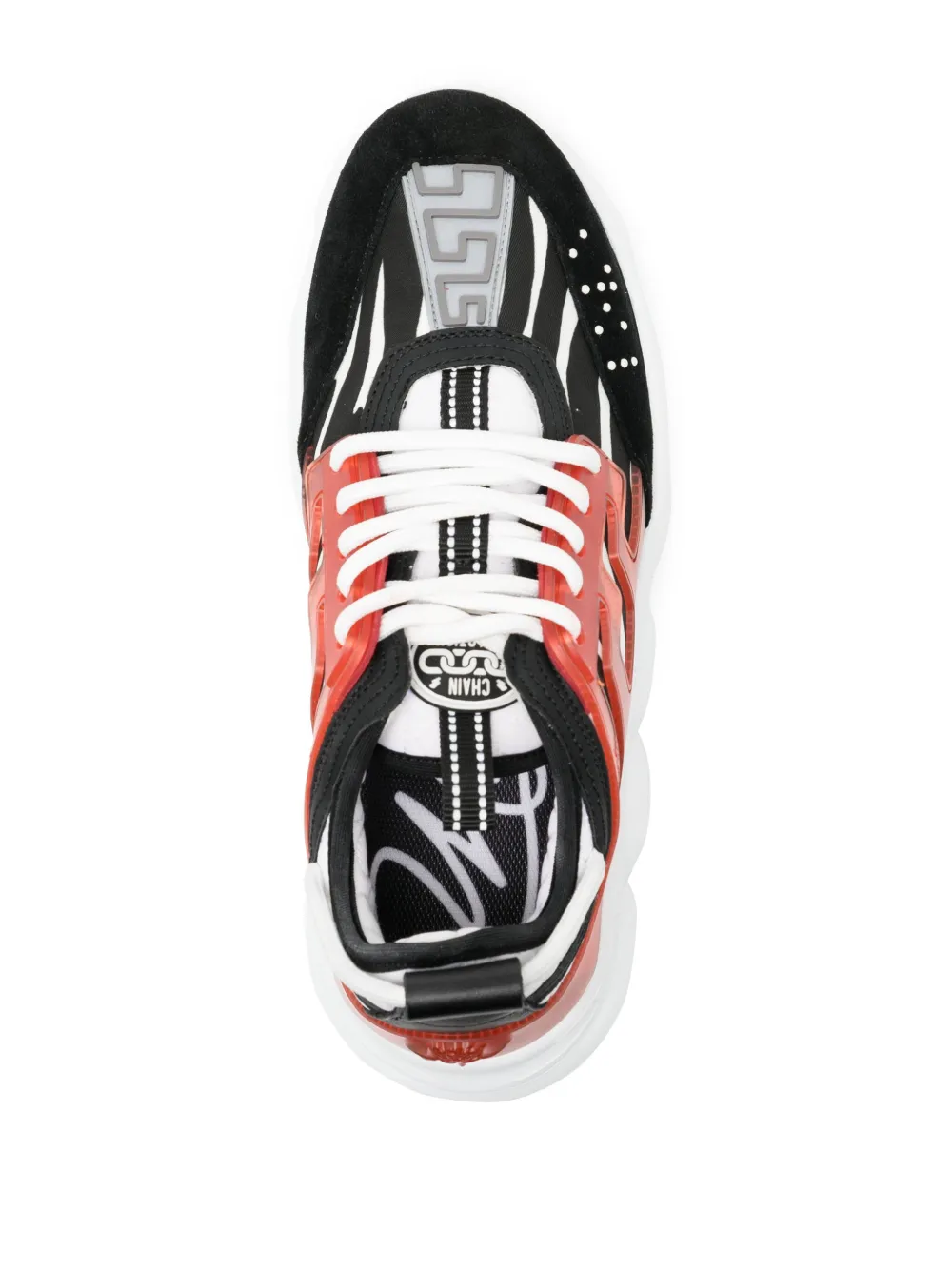 Shop Versace Chain Reaction Zebra-print Sneakers In Black White Orange