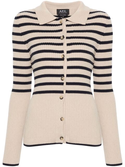 A.P.C. Mallory striped ribbed-knit cardigan
