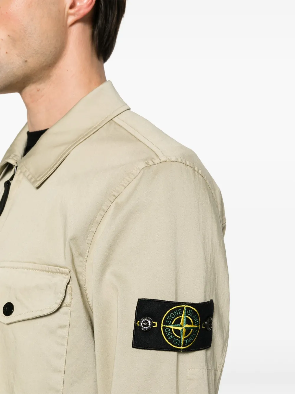 Shop Stone Island Compass-badge Jacket In Neutrals