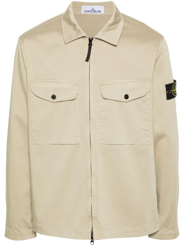 Beige overshirt stone island on sale