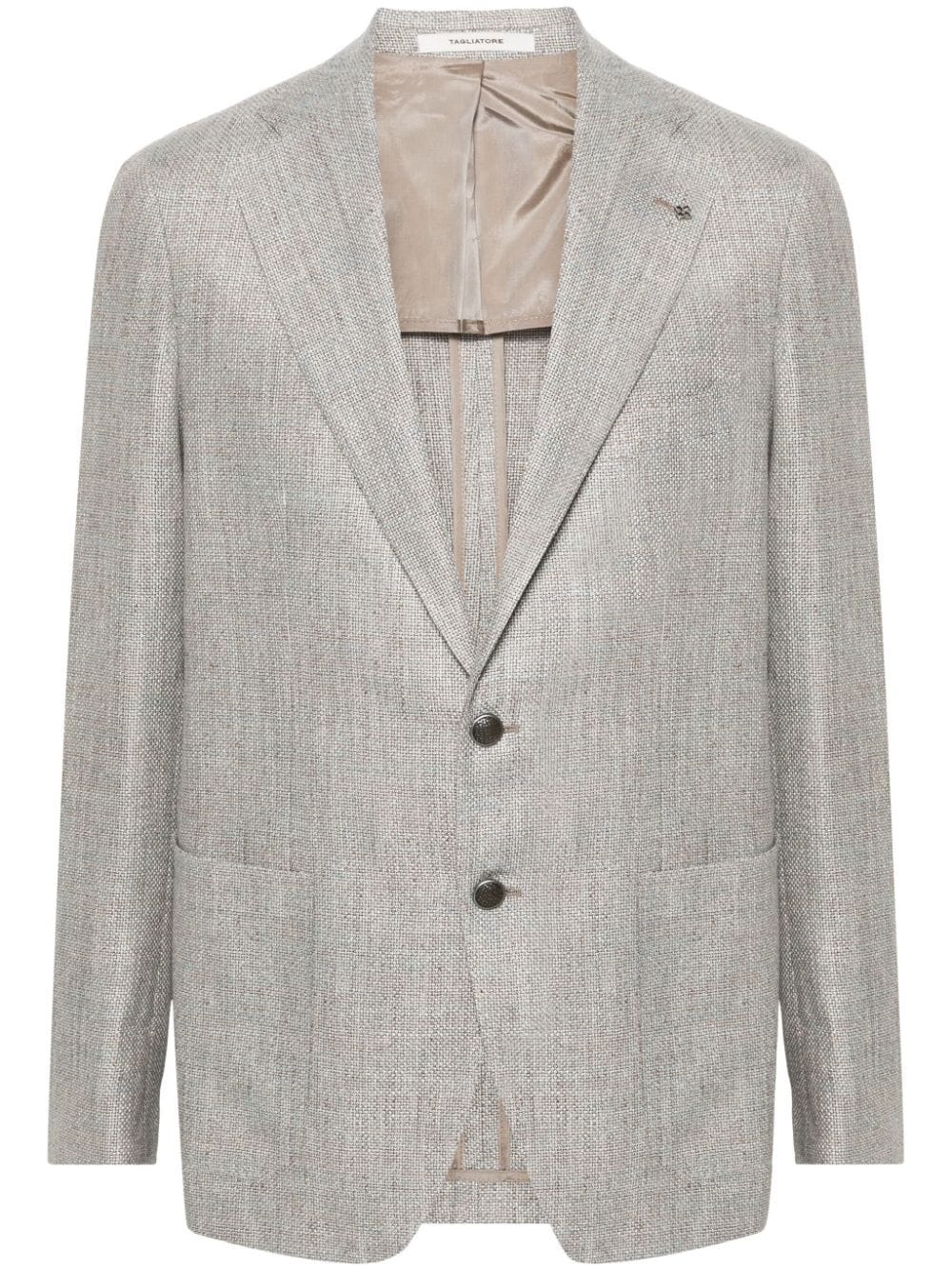 Shop Tagliatore Single-breasted Interwoven Blazer In Grey