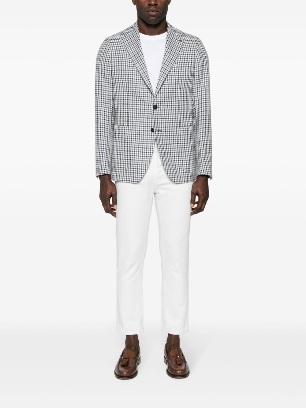 Shop Tagliatore Single-breasted Houndstooth Blazer In Blue