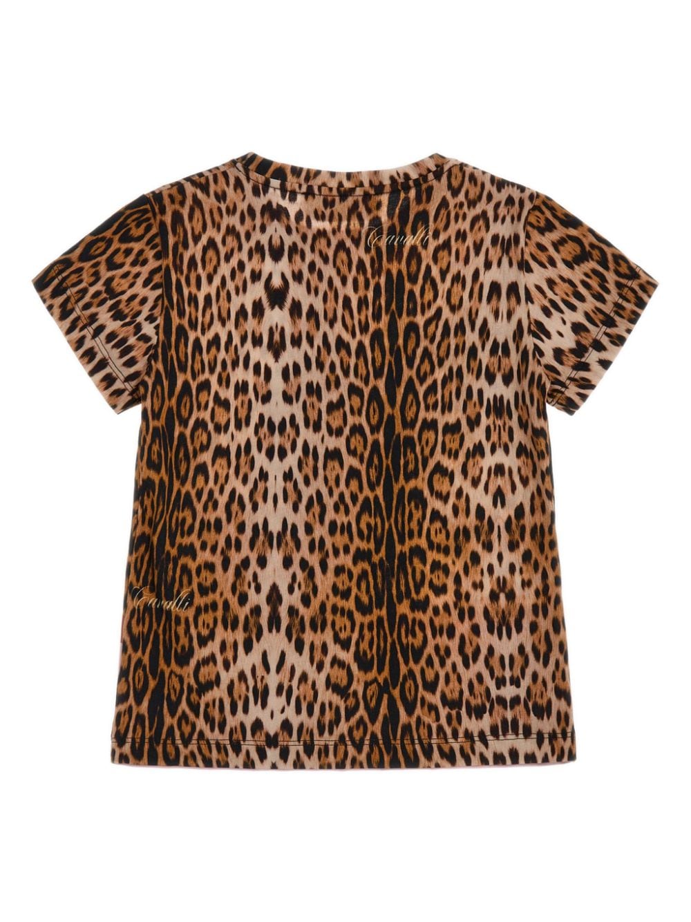 Shop Roberto Cavalli Junior Leopard-print Cotton T-shirt In Brown
