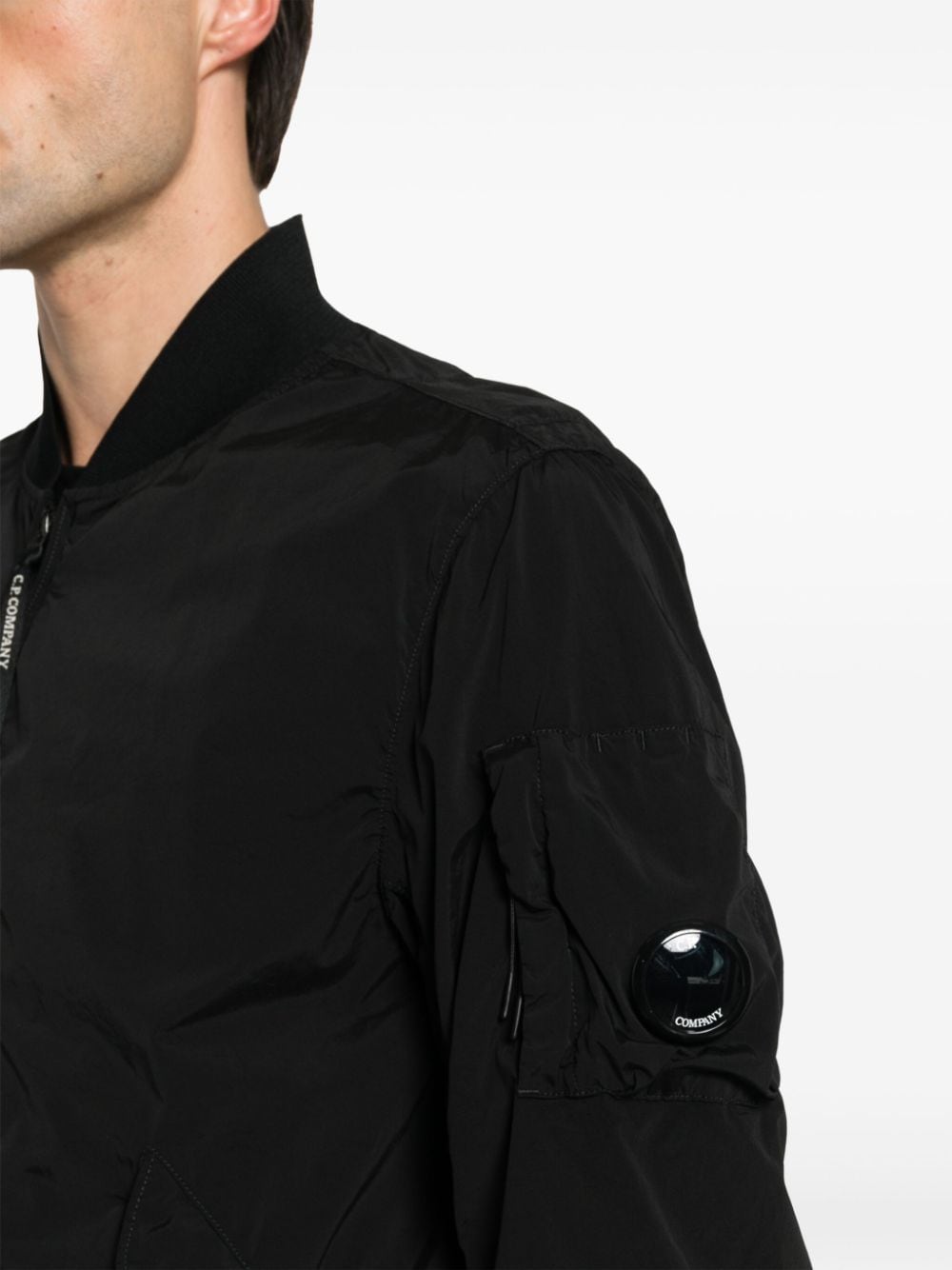Shop C.p. Company Lens-detail Bomber Jacket In Black
