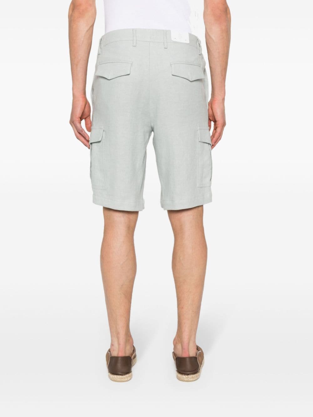 Shop Eleventy Linen Cargo Shorts In Blue