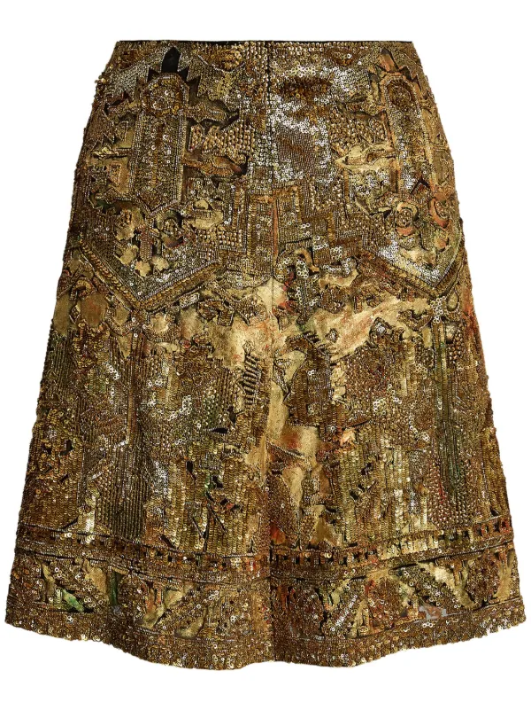Ralph Lauren Collection Kathleen Mini Skirt in Gold