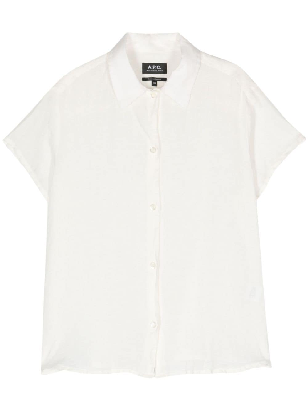 Shop Apc Short-sleeved Linen Shirt In White