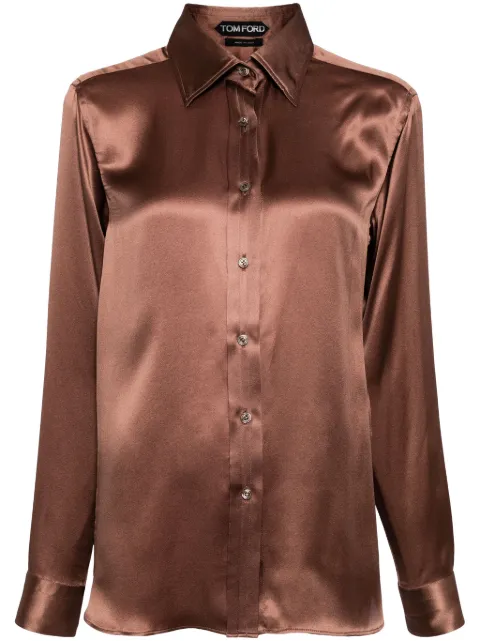 TOM FORD long-sleeved silk-satin shirt