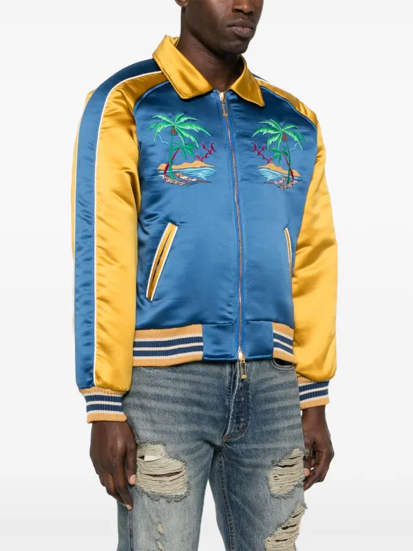 RHUDE Palm Eagles Souvenir Bomber Jacket | Blue | FARFETCH NZ