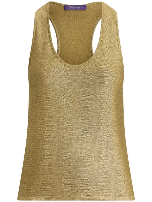 Ralph Lauren Collection metallic effect Silk Tank Top Gold FARFETCH NZ