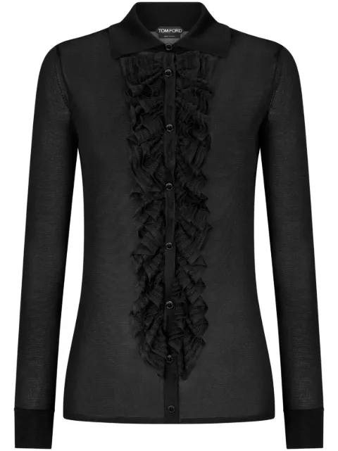 TOM FORD ruffle-panel long-sleeve shirt