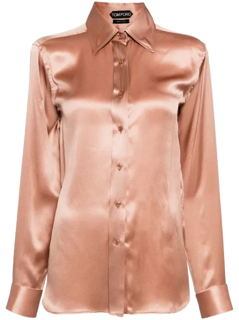 TOM FORD camisa de seda satinada manga larga
