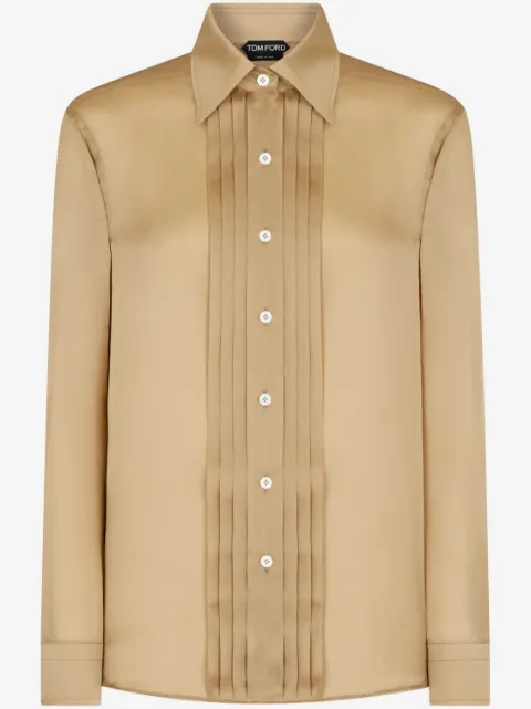 TOM FORD plisse-panel silk shirt